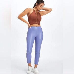Fabletics Lavender/Periwinkle Vegan Leather Leggings, Small Bellflower color